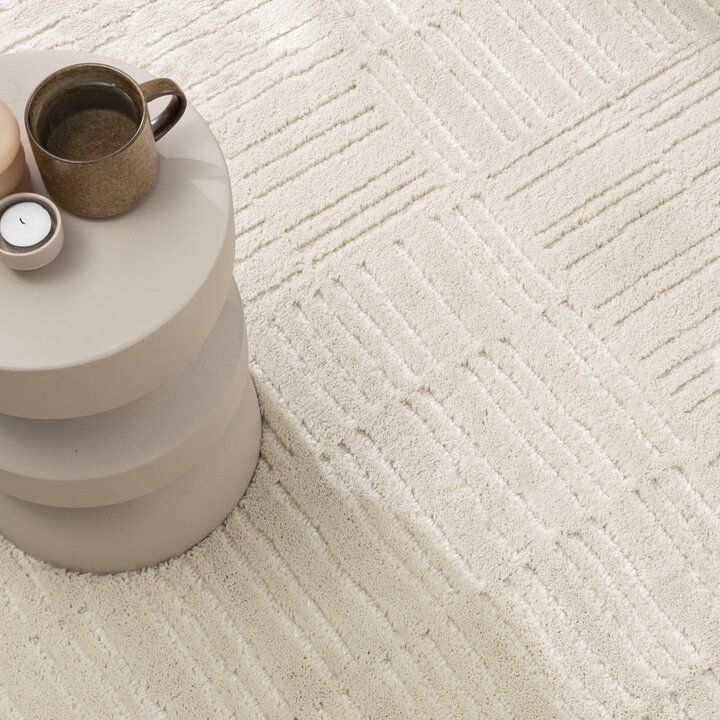 Scandinavisch vloerkleed - Yune Lines Creme | Zacht