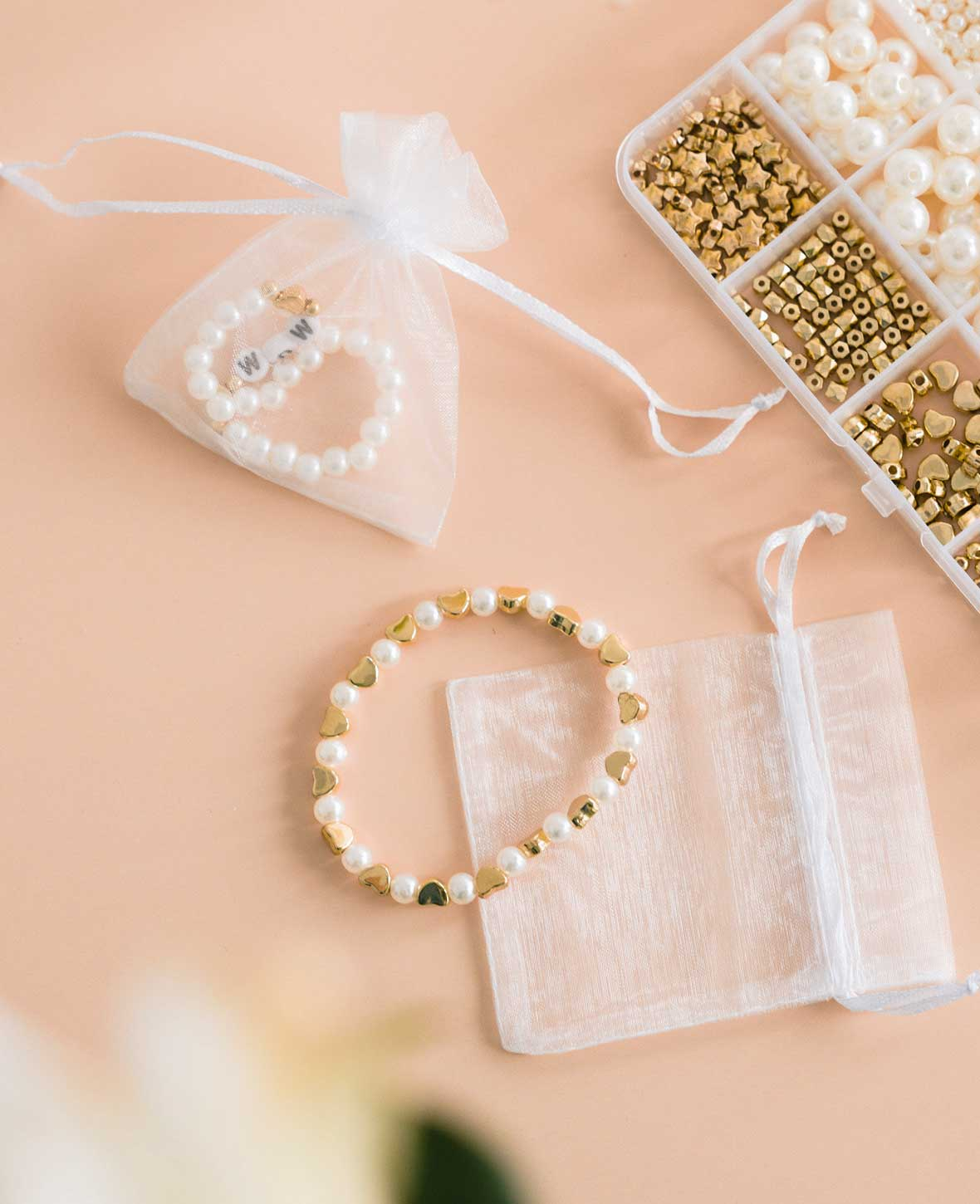 (100er Set) 7x9cm Organza Säckchen Deko Geschenk Beutel - Weiss