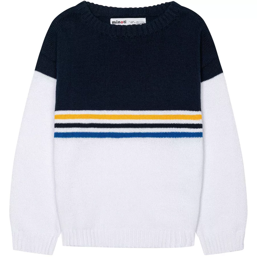 MINOTI Jacquard-Strickpullover BlauWeißGelb