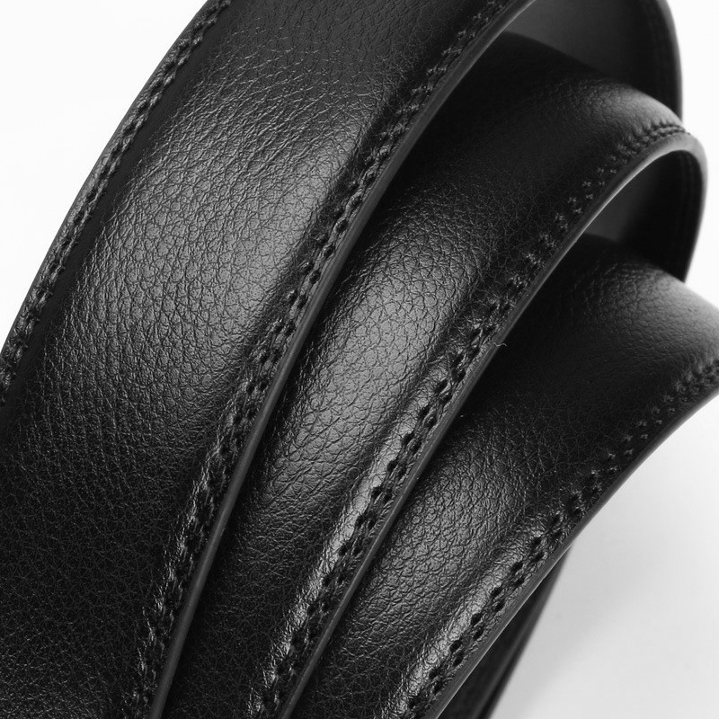 (127cm) Echtleder Gürtel Accessoire Ratschengürtel ohne Schnalle - Schwarz