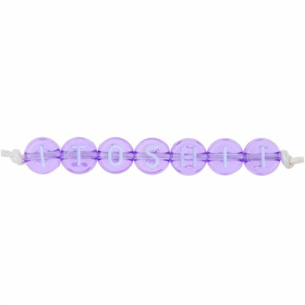 165 perles 5 x 7 mm - lettres rondes - violet