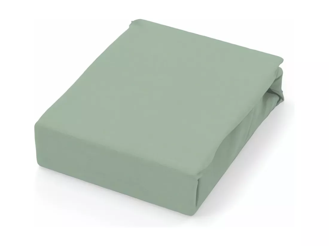 Drap plat en coton 57 fils 180x290 cm UNI vert d'eau, par Soleil d'ocre
