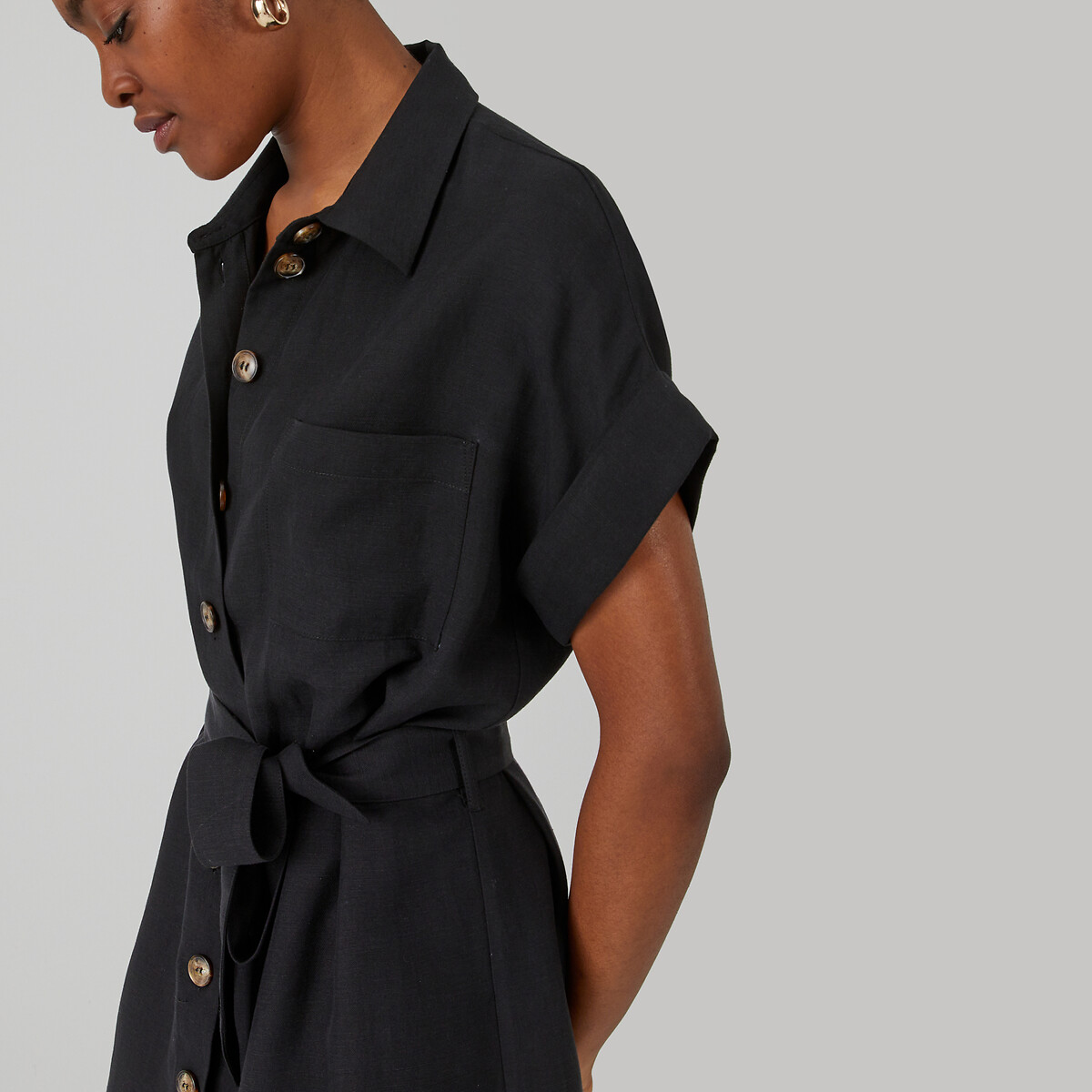 COLEÇÕES LA REDOUTE<br>Vestido camisa de liocel e linho