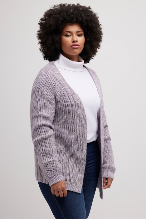 Strickjacke, Metallic-Effekt, Oversized, Patentstrick