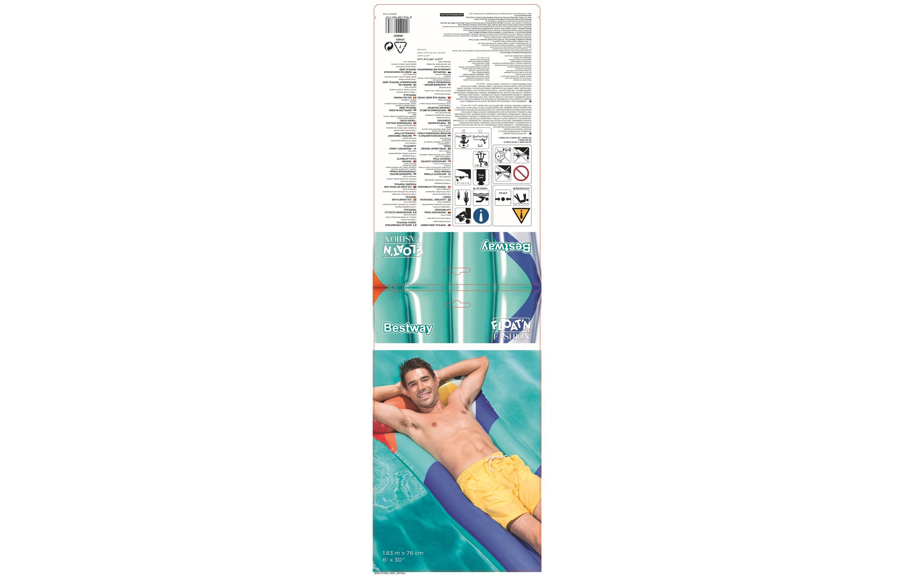 Luftmatratze Tropical Bird 183 x 76 cm AssortiertSuper Surf Air Mat