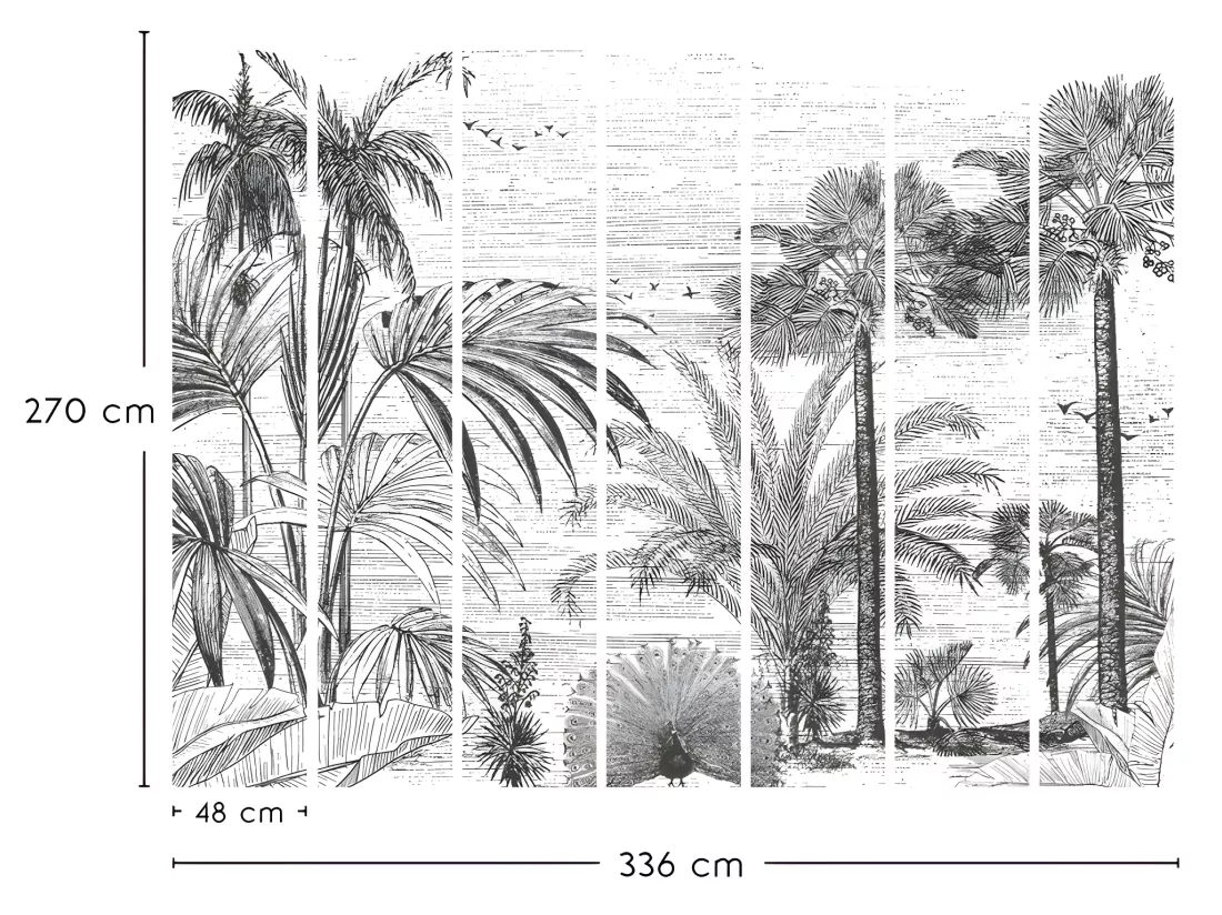 Papier Peint Panoramique L336xH270cm - Engraverad Landskap - Papier intissé 150gr/m2