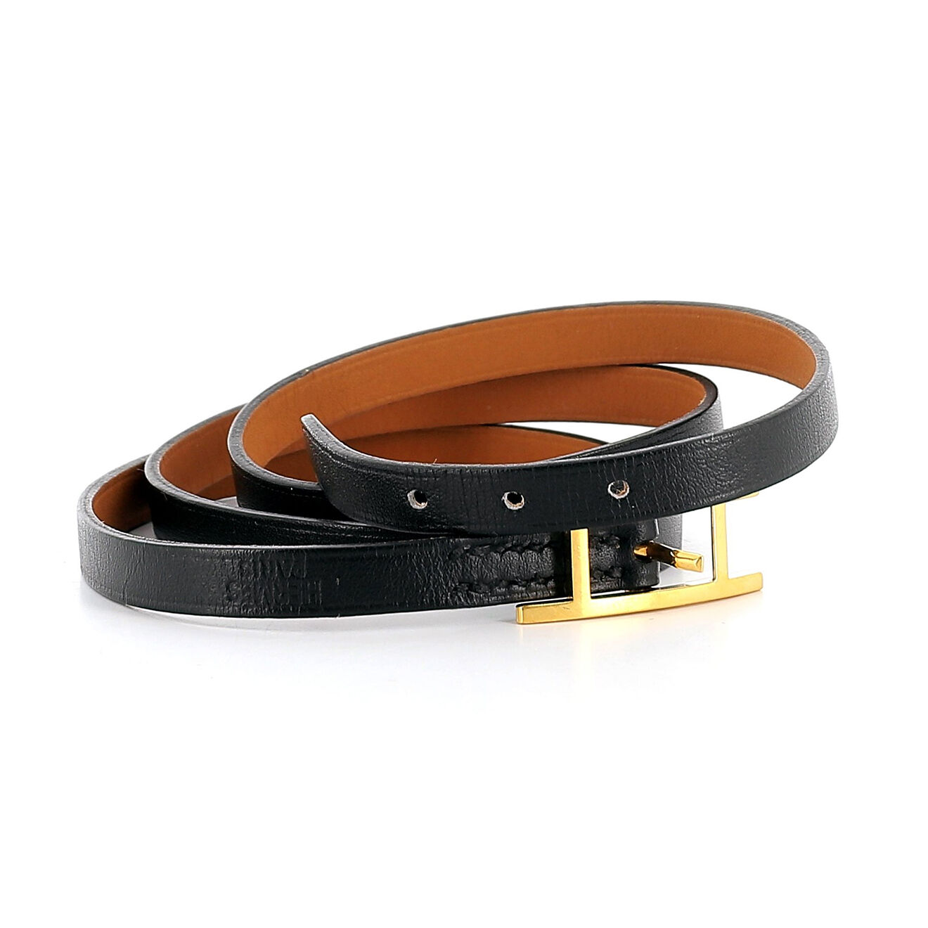 Hermès Bracelet behapi hermes triple tour en Cuir noir Parfait état