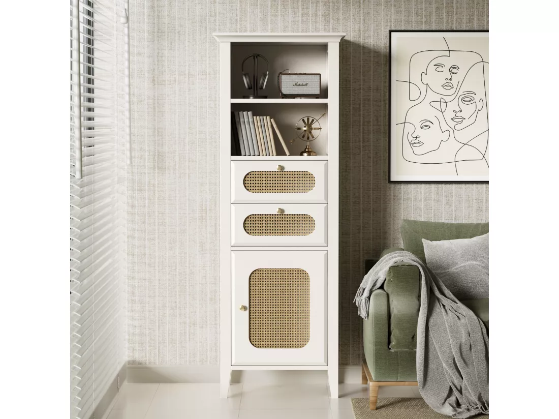 Grande vitrine de salon en rotin,d20cm×h140.5cm