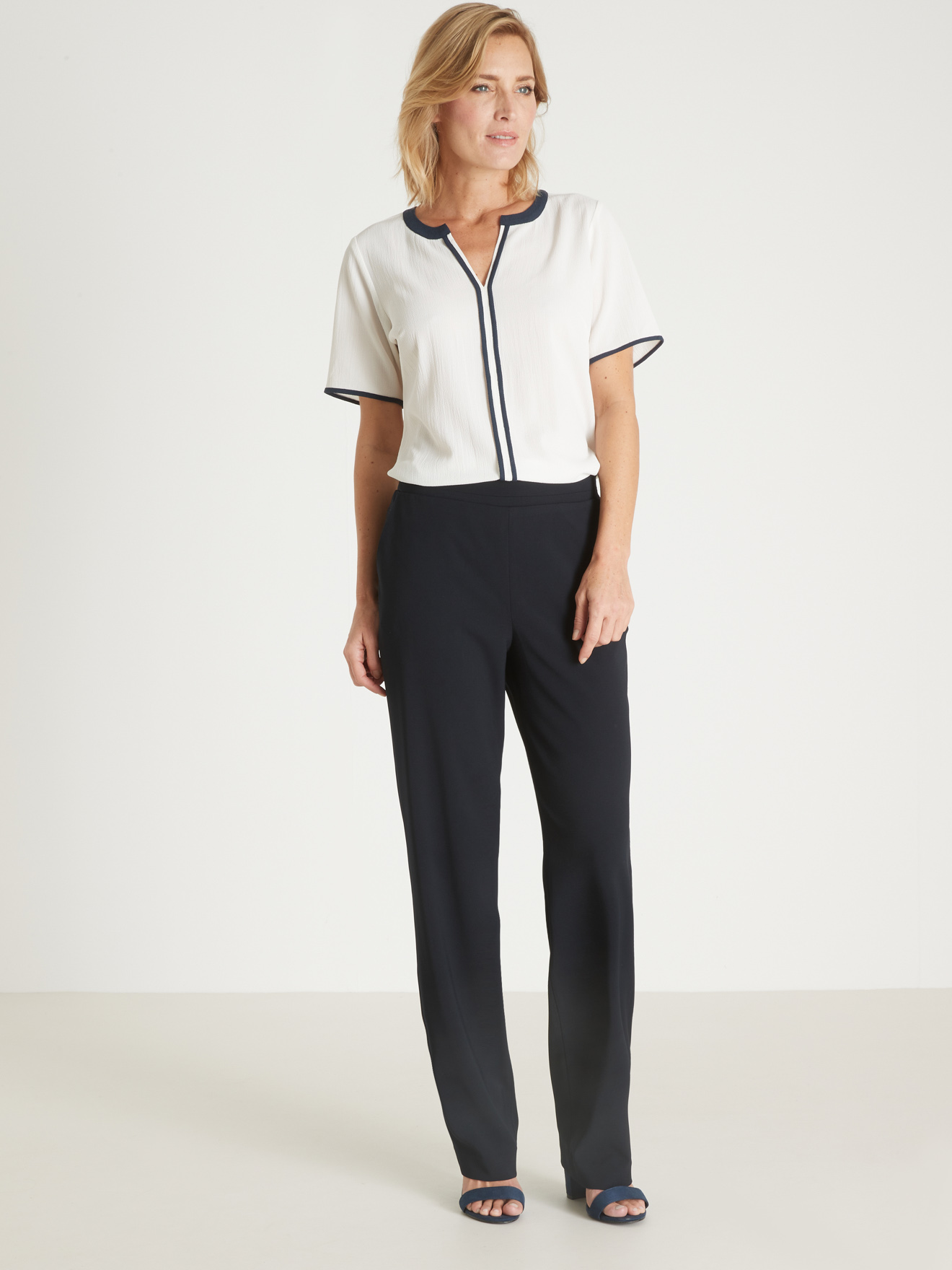 Pantalon droit chic élastiqué