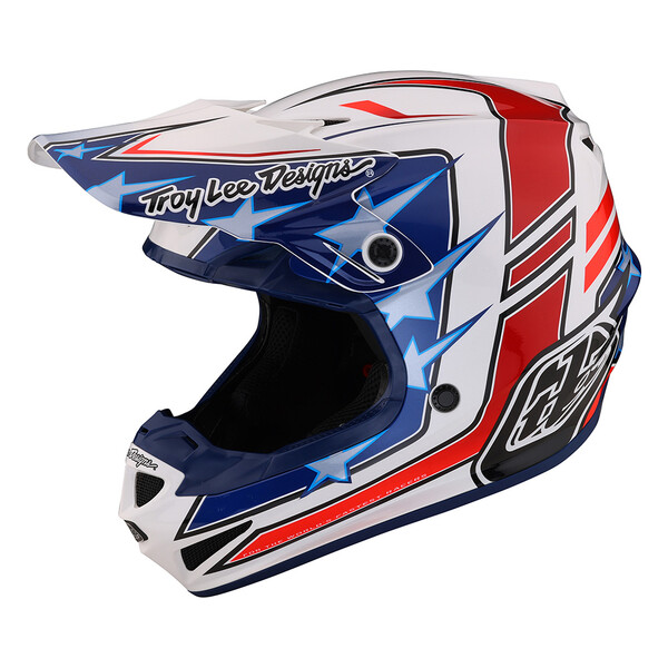 Troy Lee Designs - Casque SE4 Polyacrylite Flagstaff Blanc / Rouge / Bleu