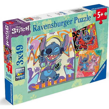 Disney Stitch puslespil - 3x49 brikker