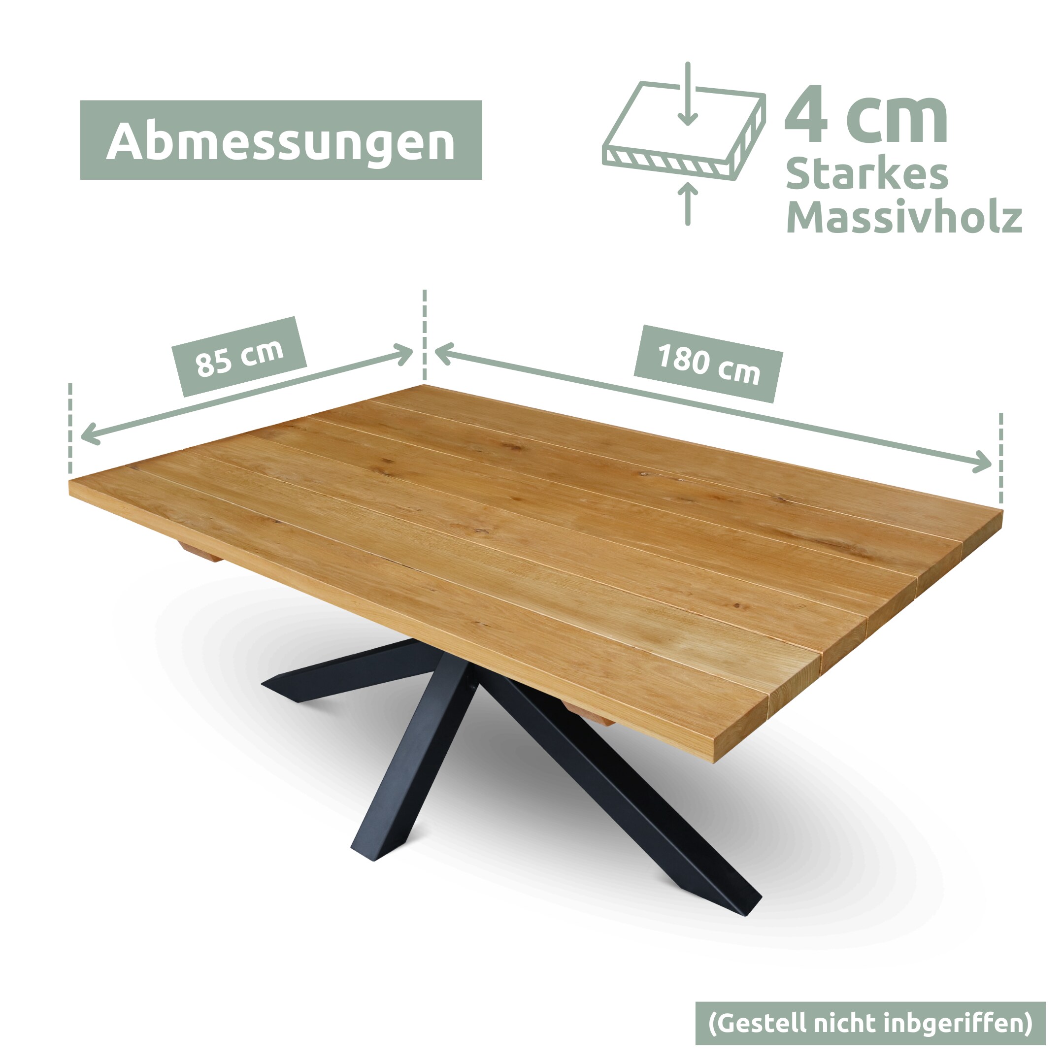 holz4home® Tischplatte aus Eiche I Ideal für Terrasse, Wintergarten, AussenbereichI 40mm Stabil I ohne Baumkante