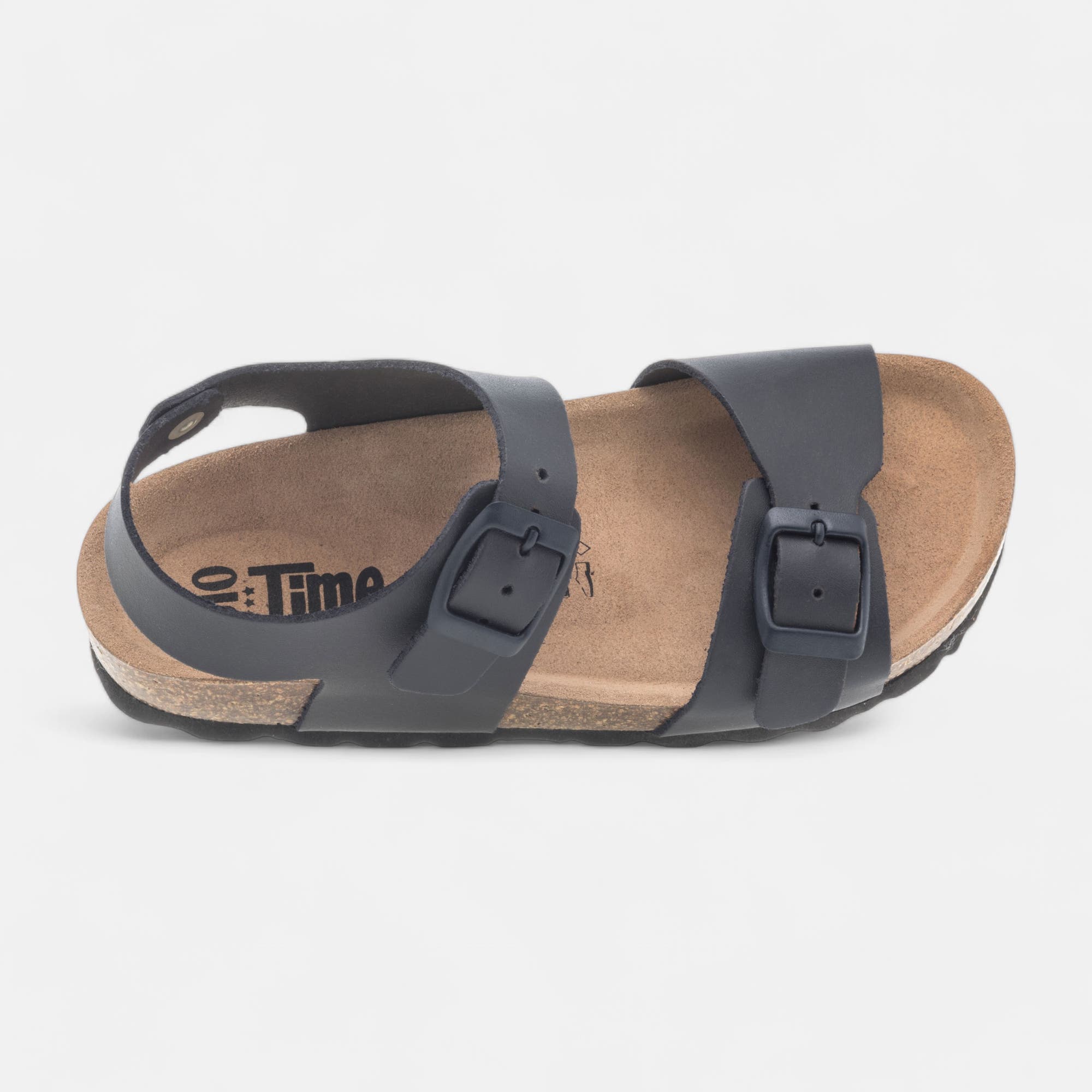 Mules semelle liège Garçon en cuir bleu