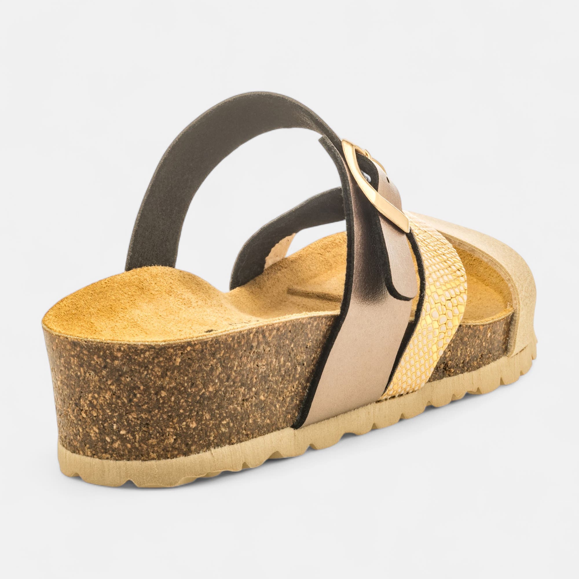 Mules semelle liège Femme bronze