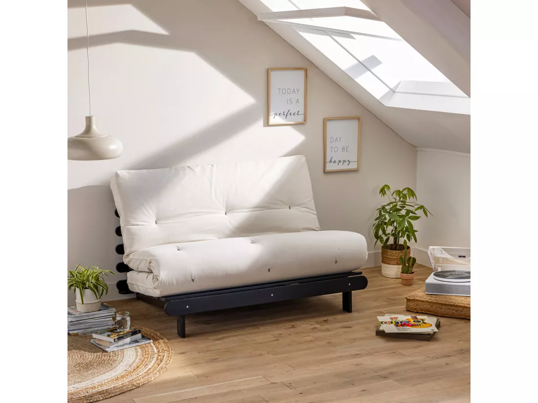 Matelas futon écru coeur en latex 160x200