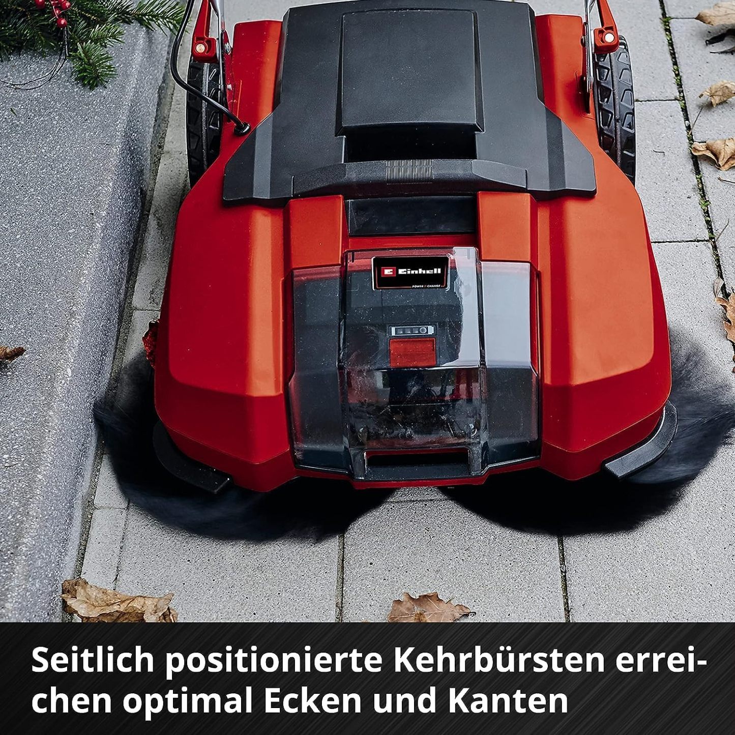Einhell Akku-Kehrmaschine TE-SW 18/610 Li-Solo Power X-Change (18 V, Li-Ion, 20 L Schmutzbehlter, 61 cm Arbeitsbreite, Parkposition, verstellbarer Lenker, abnehmbare Lippe, Ein-und Ausschalter), Rot