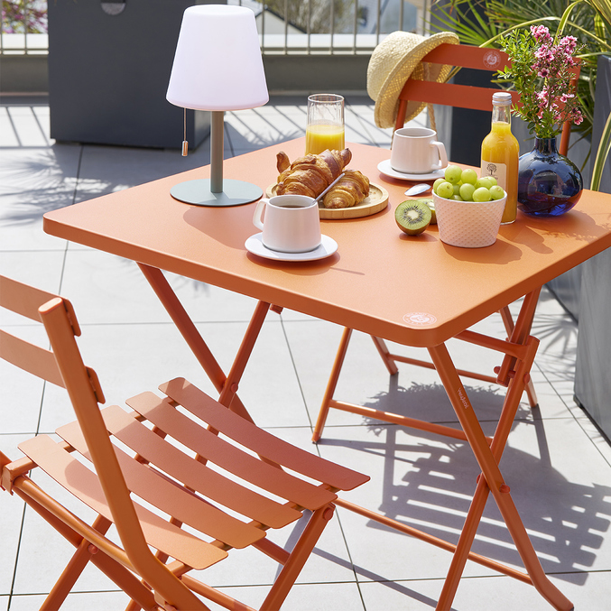 Ensemble table de jardin + 2 chaises GREENSBORO Roland-Garros Terre Battue