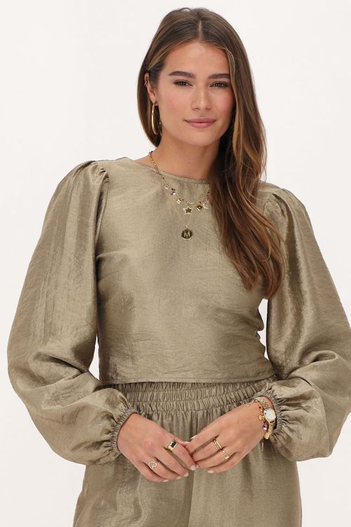 Bronzen top met strik op de achterkant
