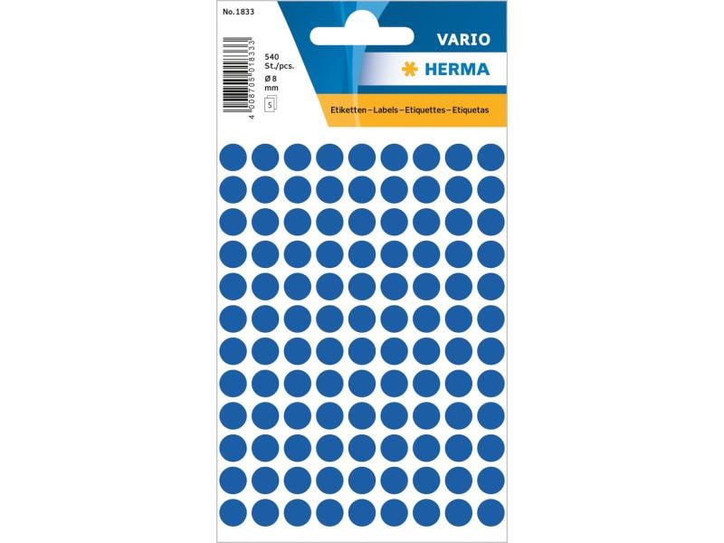 Herma Stickers Klebepunkte Vario Ø 8 mm, Dunkelblau Markierungspunkte Sticker
