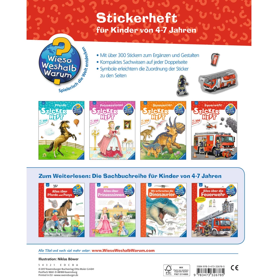 Ravensburger Stickerheft Wieso? Weshalb? Warum? Feuerwehr