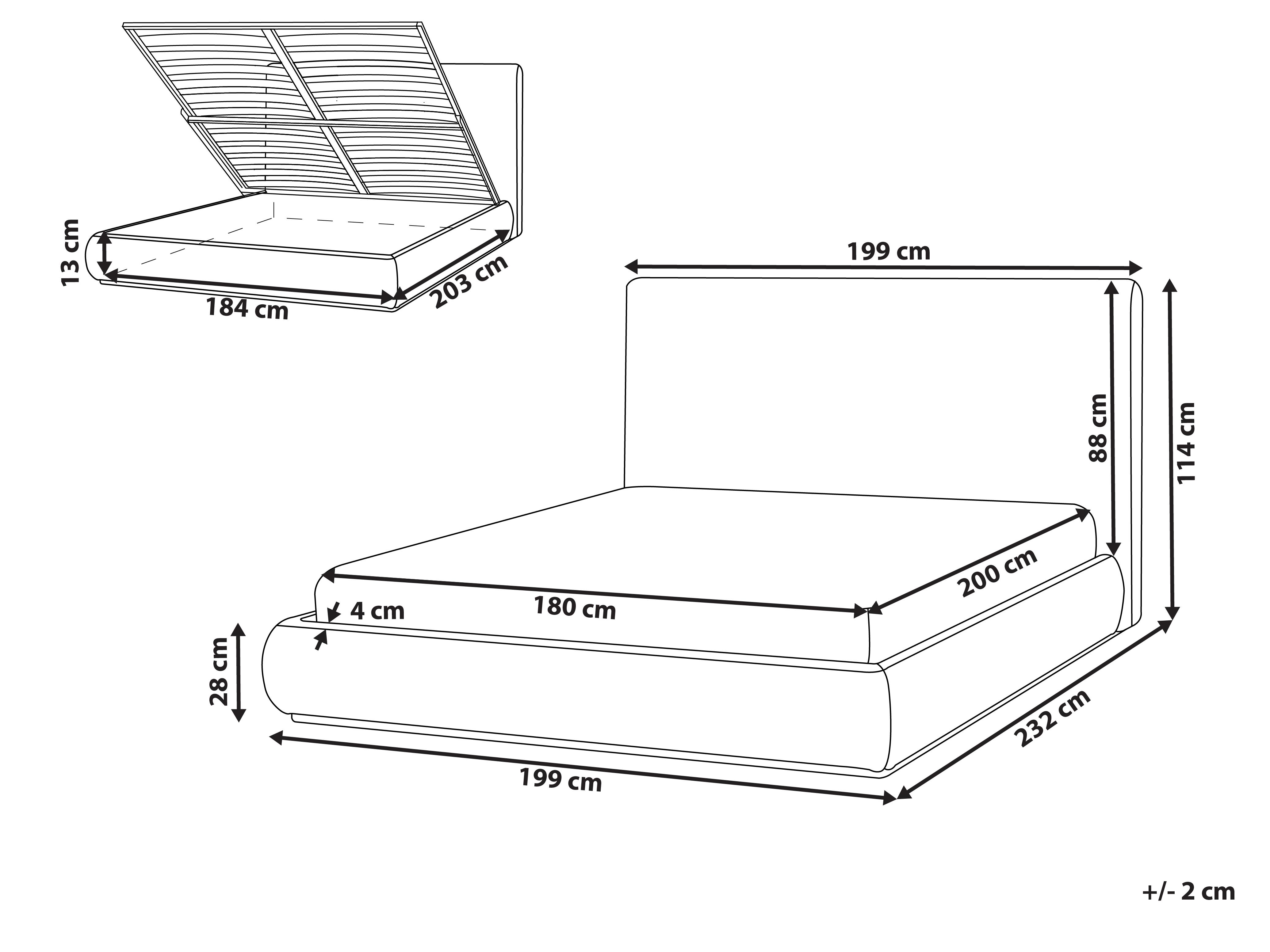 Bed met opbergruimte Stof CAMPAGNE 180 x 200 cm Lichtbeige