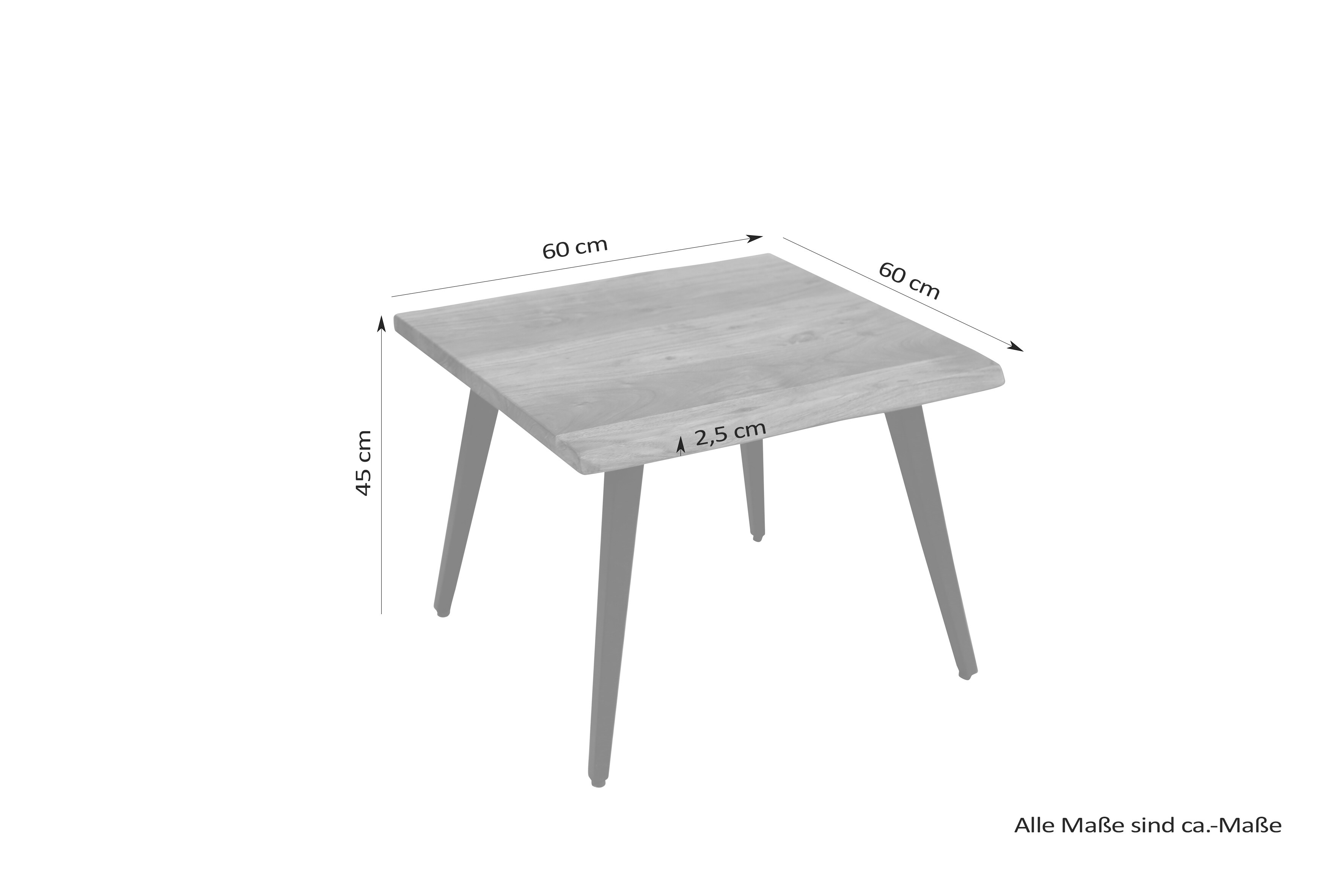 byLIVING Couchtisch CADDY, Breite 60 cm, Akazie natur/schwarz, Baumkante