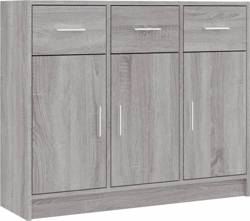 vidaXL - Dressoir - Grijs - Bewerkte Hout - 91x28x75 cm