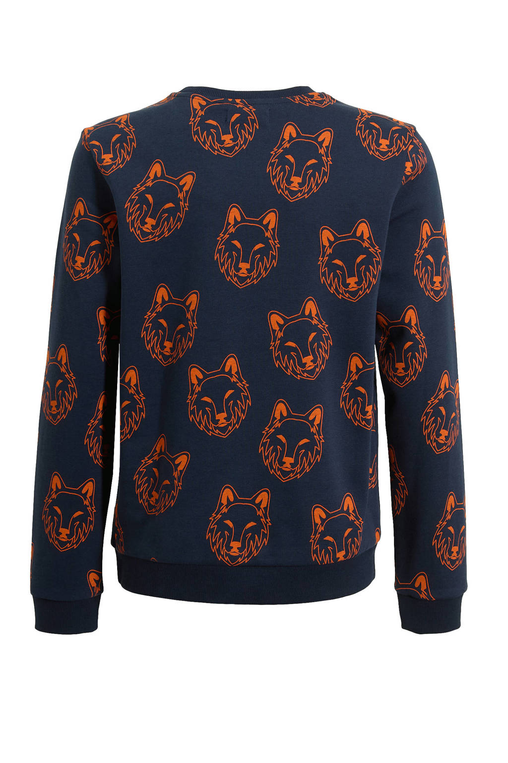 Orange Stars sweater Rodi met alloverprint donkerblauw