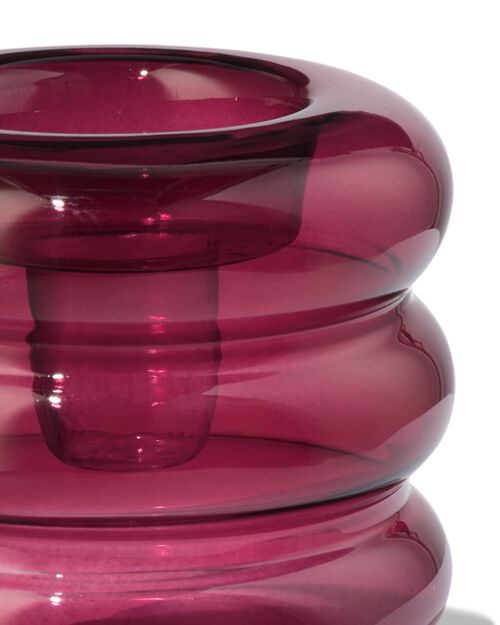 bougeoir et porte-bougies M en verre rose