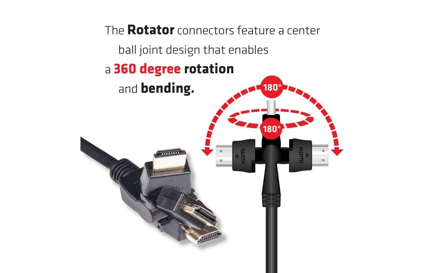 Kabel drehbare SteckerHDMI 2.0 4K60Hz UHD Kabel 360°, drehbar, 2 Meter, Stecker/Stecker