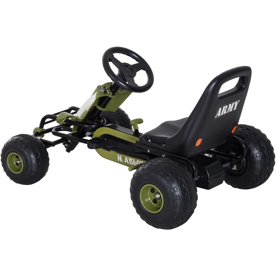 HOMCOM Kinder Tretauto mit Handbremse grün