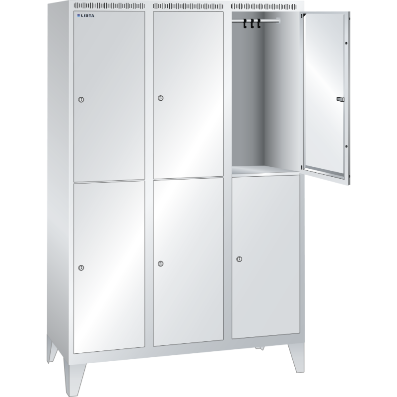Armoire-vestiaire Lista 2 niveaux - L 40 cm par compartiment - Gris clair RAL 7035