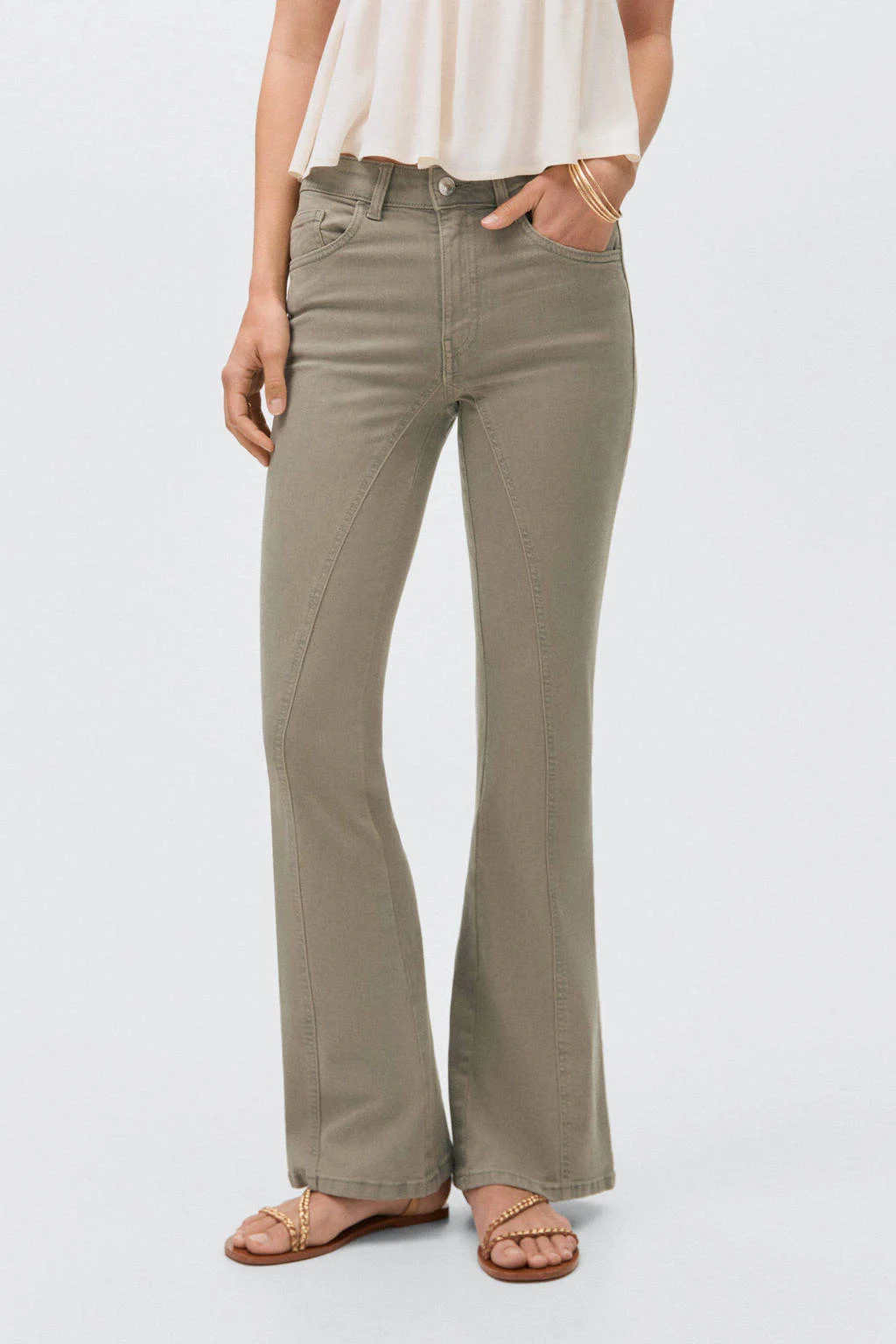 MANGO TEEN flared jeans lichtkaki