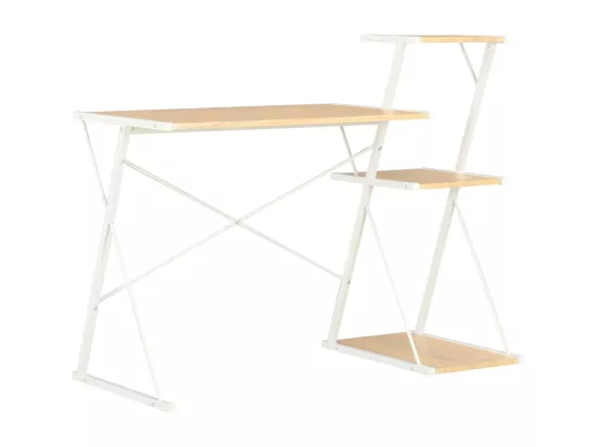 Bureau avec étagère Blanc et chêne 116x50x93 cm