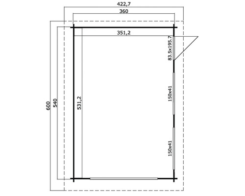 Enkele garage Outdoor Life Canberra met draaideur 360 x 540 cm gletsjergroen