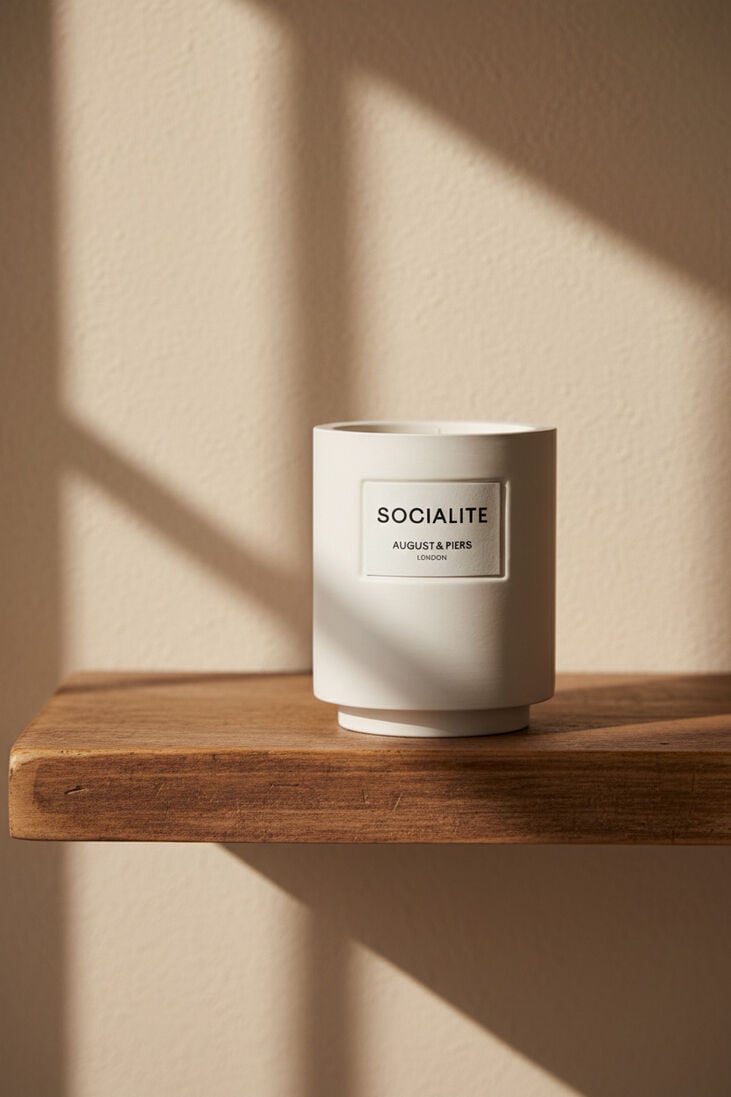gebroken wit august & piers geurkaarsen socialite 340gr - scented candle