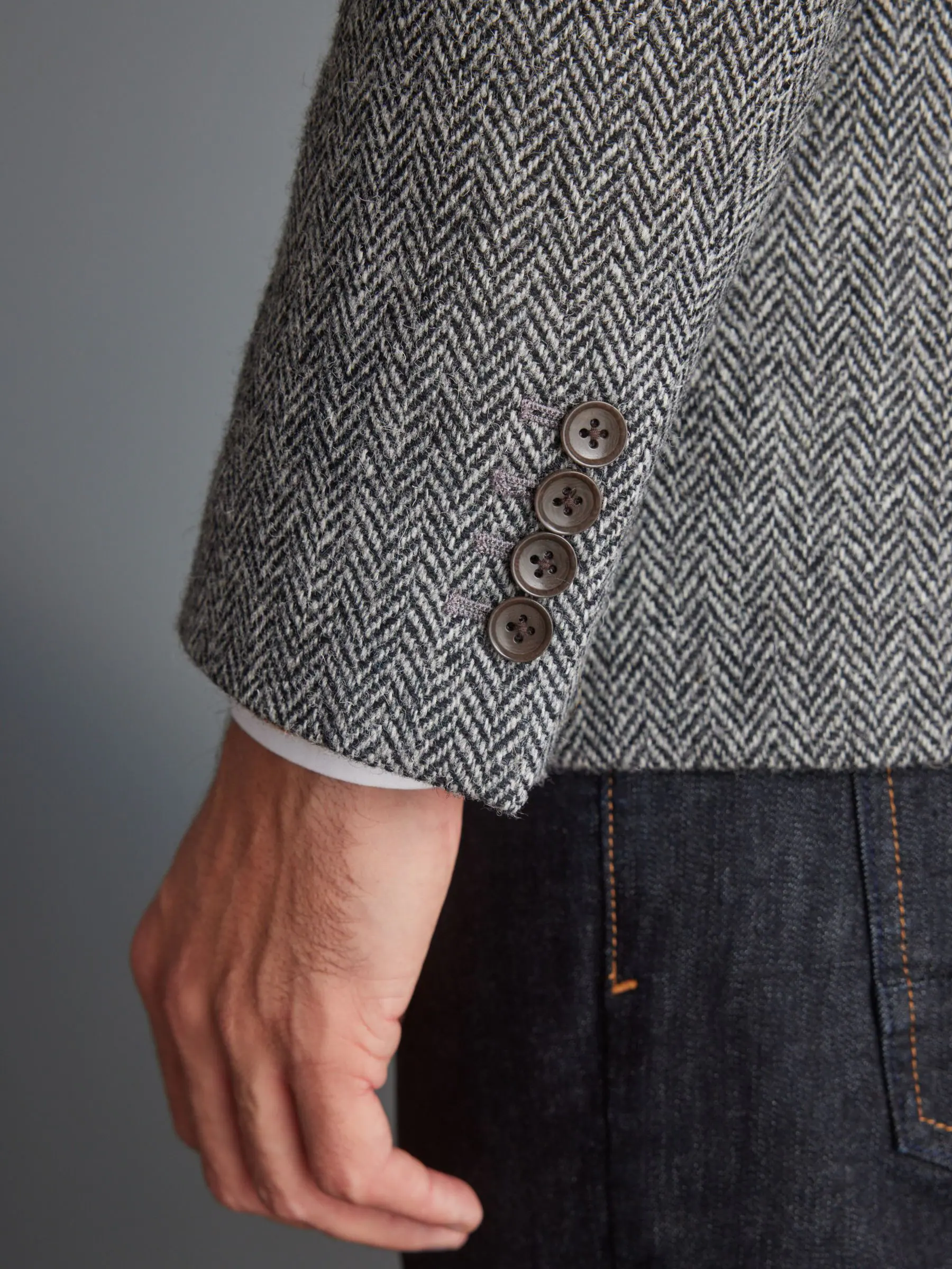 Grijs - Signature - Harris tweed Britse wollen blazer