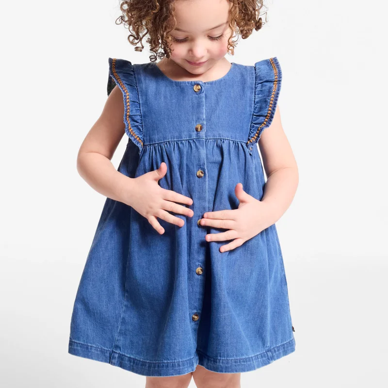 Robe en denim doux bleu bébé fille Bleu