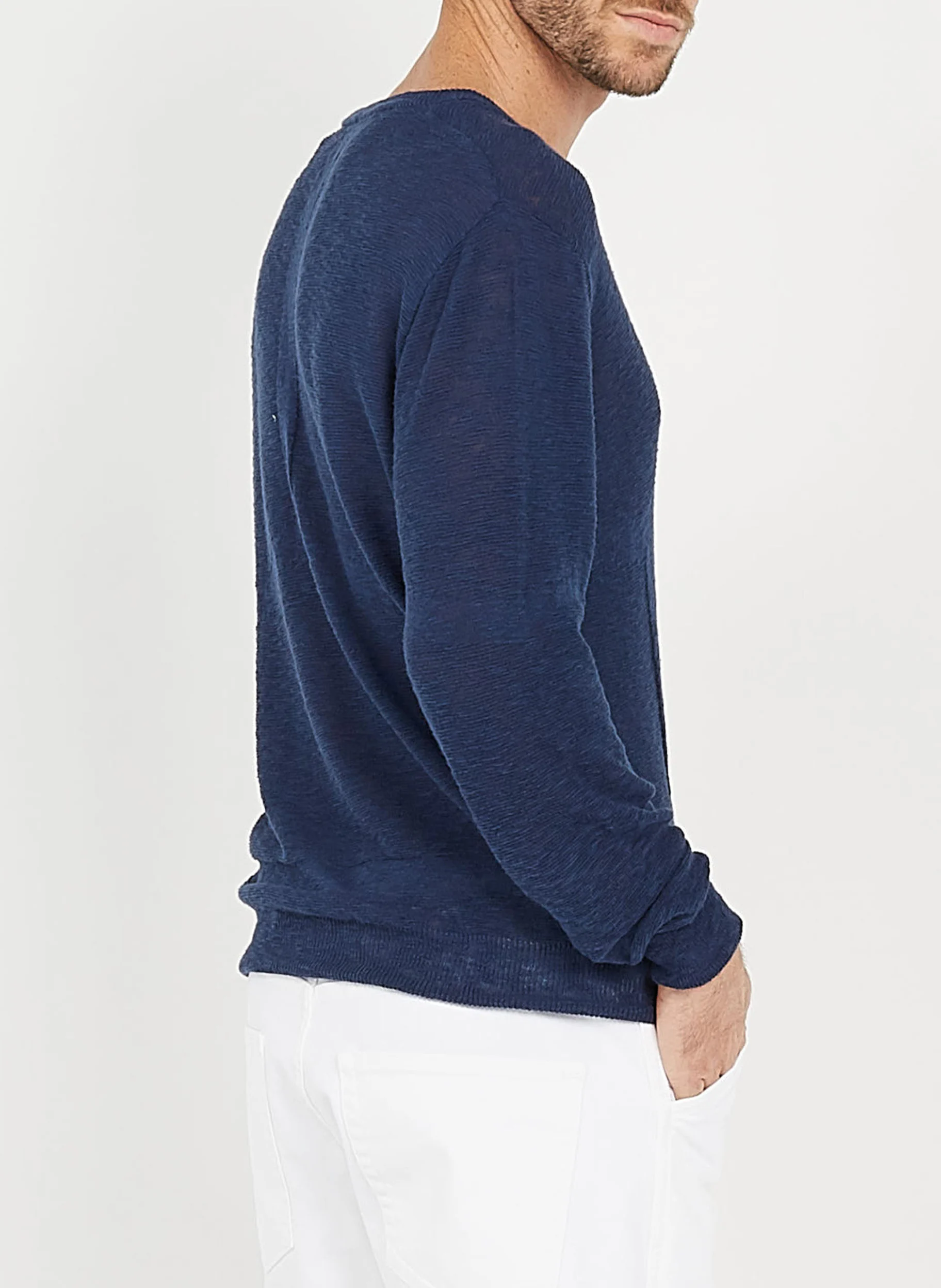 SQUAMI - Pull col rond regular-fit en coton | Bleu