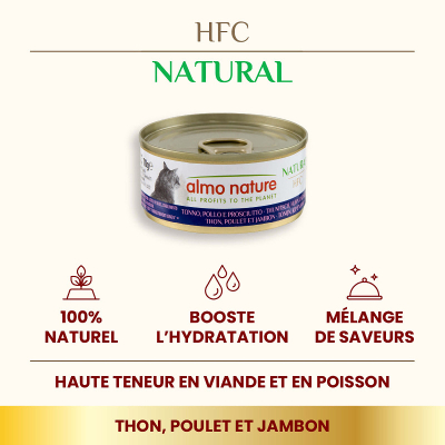 Almo Nature HFC Natural Thunfisch, Huhn & Schinken 70g