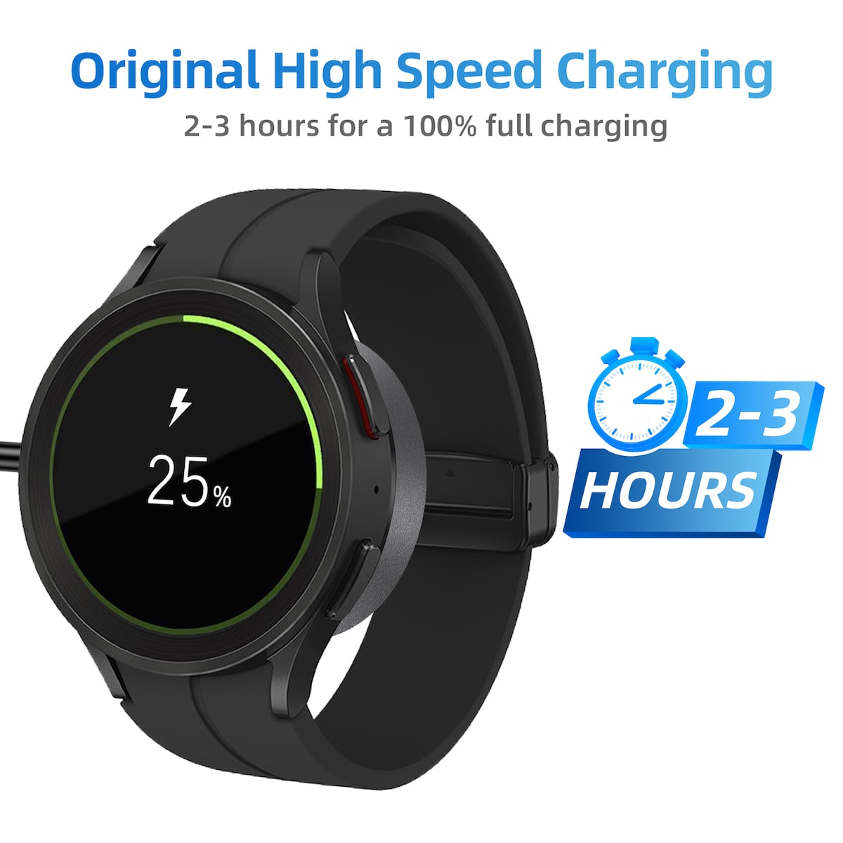 Lader (USB-C) til Samsung Galaxy Watch 3/4/5/6/7, Active 1/2 Sort