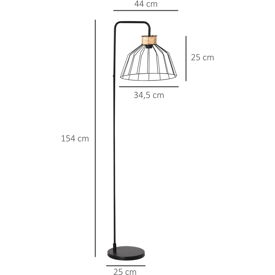 HOMCOM Stehlampe mit Kabel schwarz
