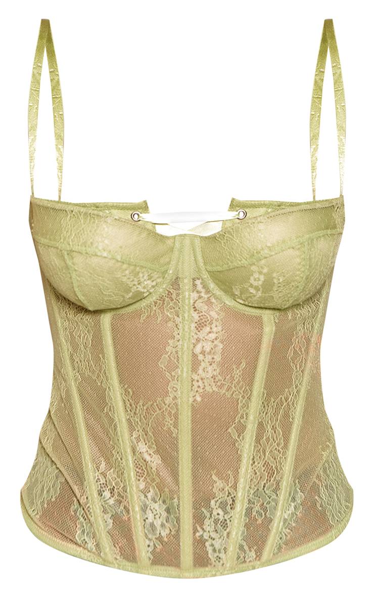 Vert Sauge Top Corset À Dos Lacé Shape