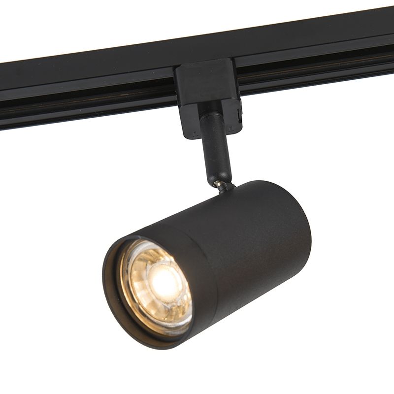 Modern railsysteem met 4 spots zwart 1-fase rond - Iconic Jeana