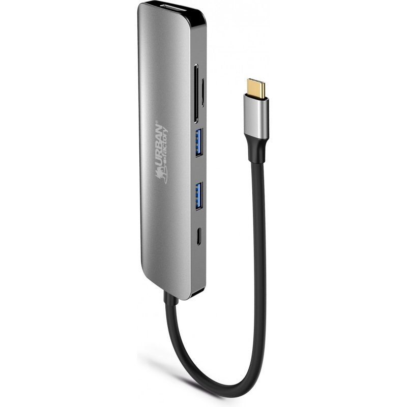 Urban Factory MHC45UF station d'accueil Avec fil USB 3.2 Gen 1 (3.1 Gen 1) Type-C Gris