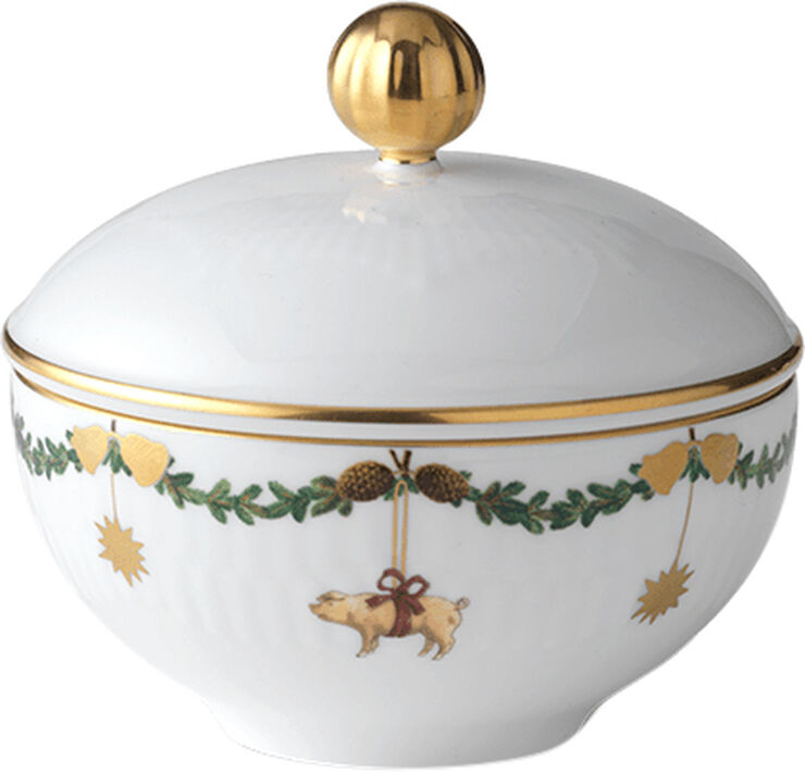 Royal Copenhagen Stjerne Riflet Jul 15 cl. skål med låg Hvid, multi