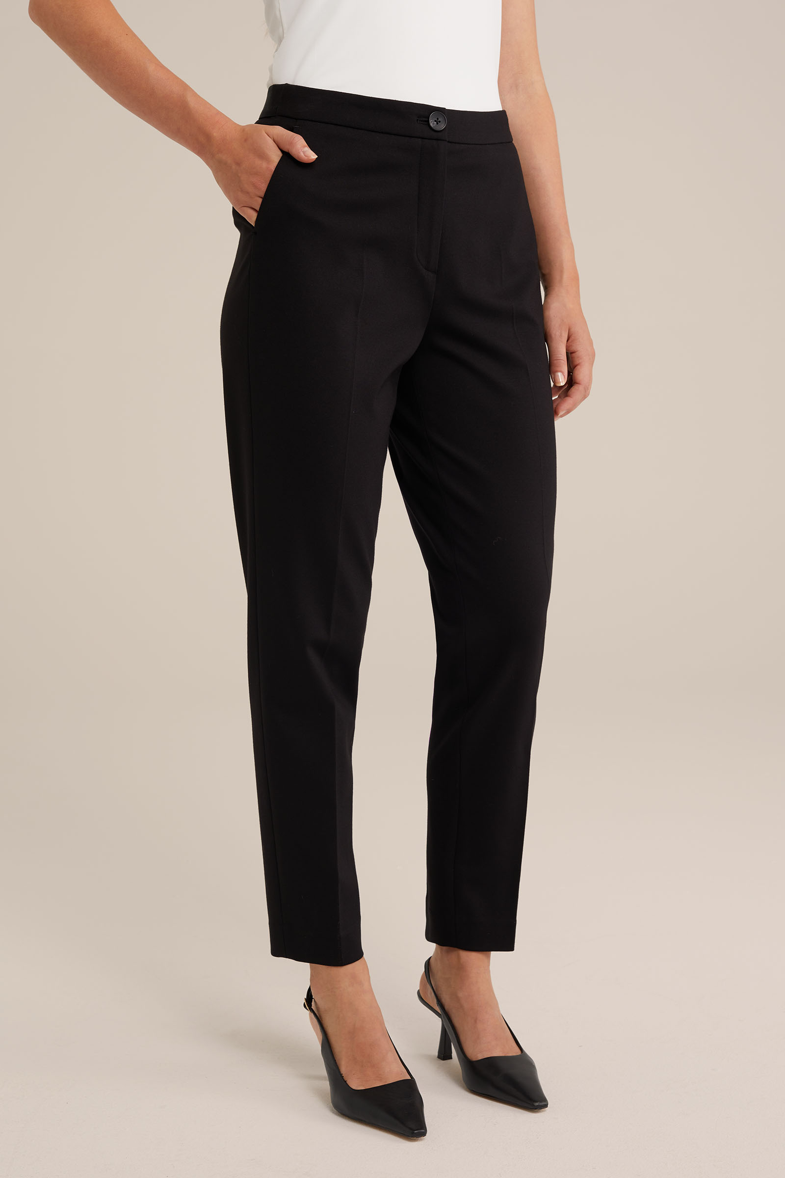 slim fit pantalon met stretch WE Fashion Zwart