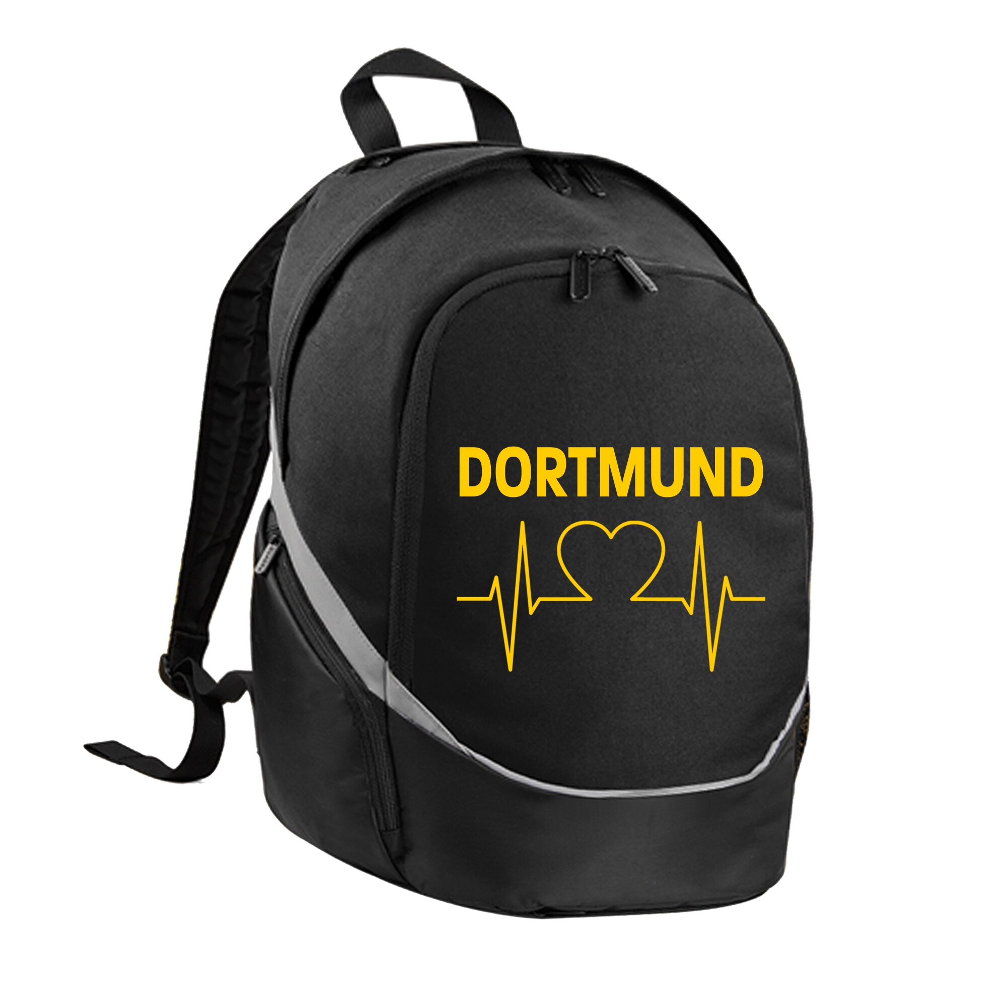 multifanshop® Rucksack - Dortmund - Herzschlag - Druck gelb