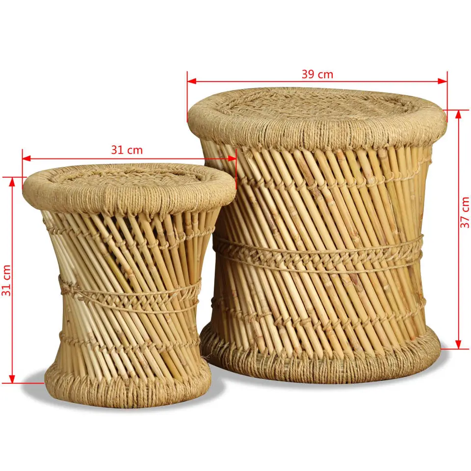 vidaXL - Kruk - Bruin - Bamboe - 2 stuks