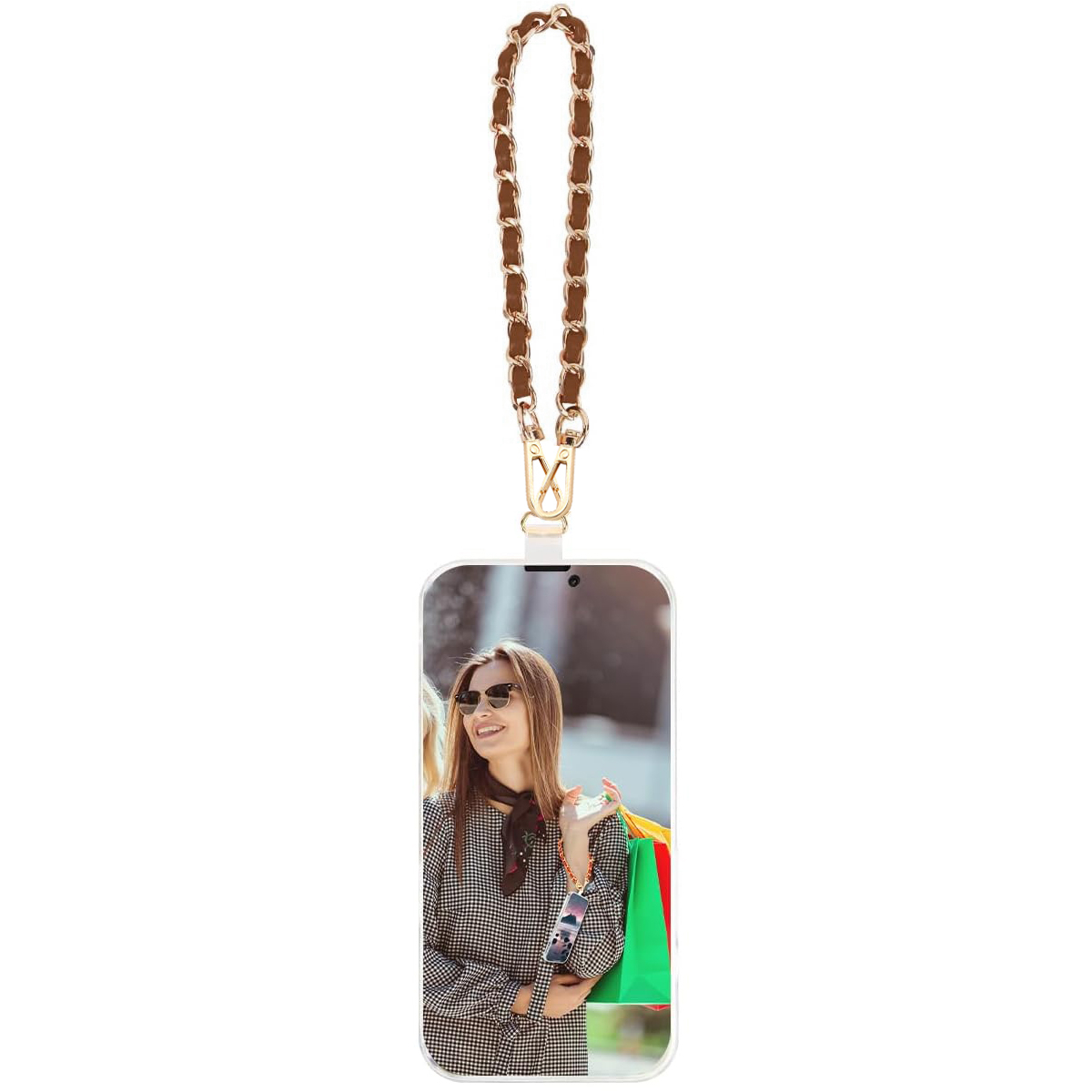 (30cm) Universal Handy Kette Phone Charms Schmuck Anhänger Handgelenkschlaufe - Braun / Gold